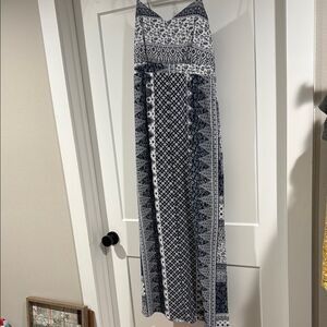 Maurices Blue and White Geometric Maxi Dress